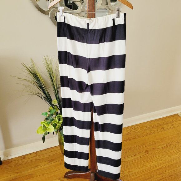 Luisa Cerano Navy and Off-White Striped Palazzo Pants  US 6 - Picture 9 of 13
